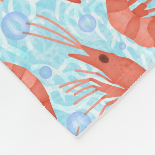 エビの車海老の珊瑚の海の泡航海のな海V2 フリースブランケット (角)