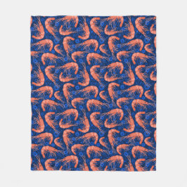 エビの車海老の珊瑚の海の泡航海のな濃紺 フリースブランケット