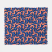 エビの車海老の珊瑚の海の泡航海のな濃紺 フリースブランケット (正面(横))