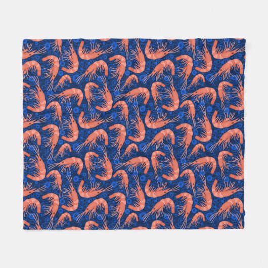 エビの車海老の珊瑚の海の泡航海のな濃紺 フリースブランケット (正面(横))