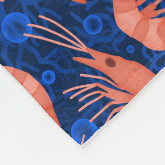 エビの車海老の珊瑚の海の泡航海のな濃紺 フリースブランケット (角)