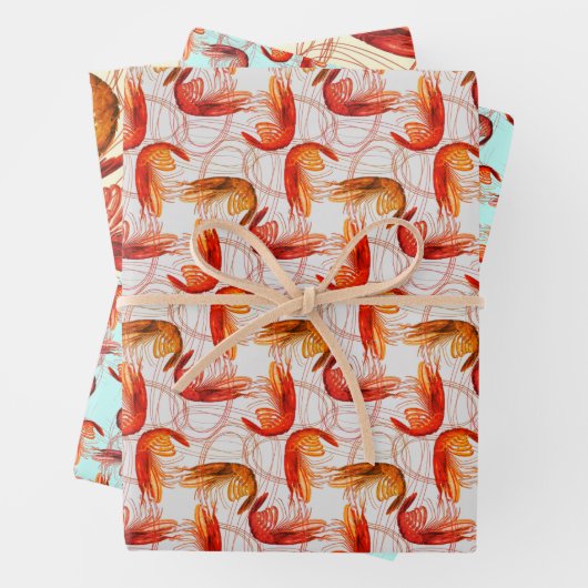 エビの長いアンテナ模様 ラッピングペーパーシート (インサイチュ)
