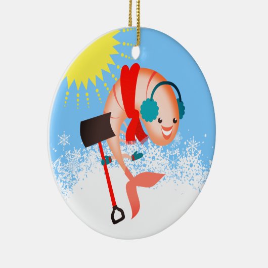 エビの雪のシャベルのシーフードのクリスマスのオーナメント セラミックオーナメント (右)