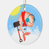 エビの雪のシャベルのシーフードのクリスマスのオーナメント セラミックオーナメント (左)