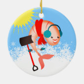 エビの雪のシャベルのシーフードのクリスマスのオーナメント セラミックオーナメント (裏面)