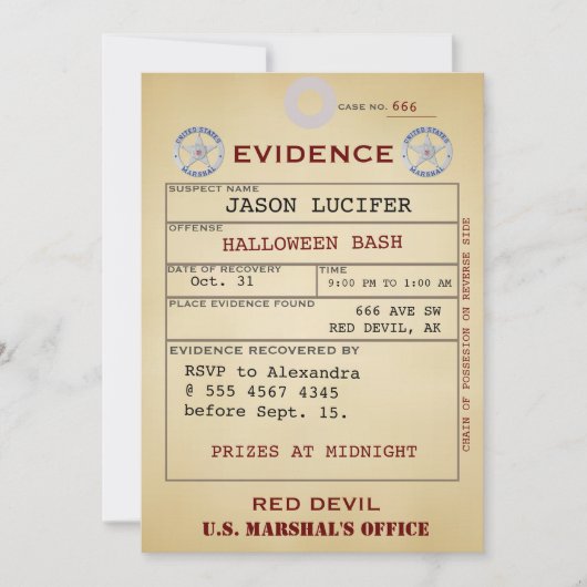 エビデンスラベルハロウィン不気味ユーモア風変わり価値 招待状 (正面)