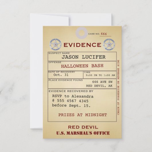 エビデンスラベルハロウィン不気味ユーモア風変わり価値 招待状 (正面)