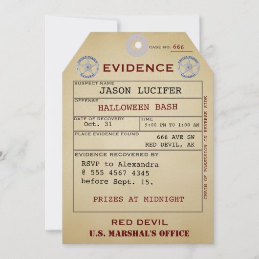 エビデンスラベルハロウィン不気味ユーモア風変わり価値 招待状 (正面)