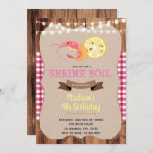 エビボイルガール誕生日パーティーカード 招待状 (正面/裏面)