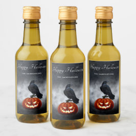 エビルカボチャとレイヴンパーソナライズされたハロウィーン ワインラベル