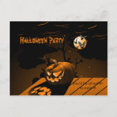 エビルカボチャ怖いこうもりハロウィーン招待状 インビテーションポストカード (正面)