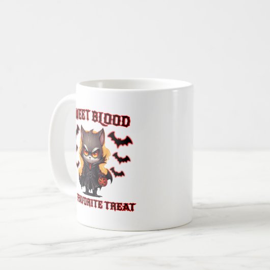 エビルバンパイアキャットハロウィーンパンプキンこうもり不気味ニグ コーヒーマグカップ (正面左)