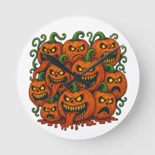 エビルパンプキンホルドハロウィーン ラウンド壁時計