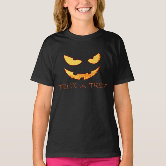エビルパンプキン顔ハロウィンシャツ Tシャツ (正面)