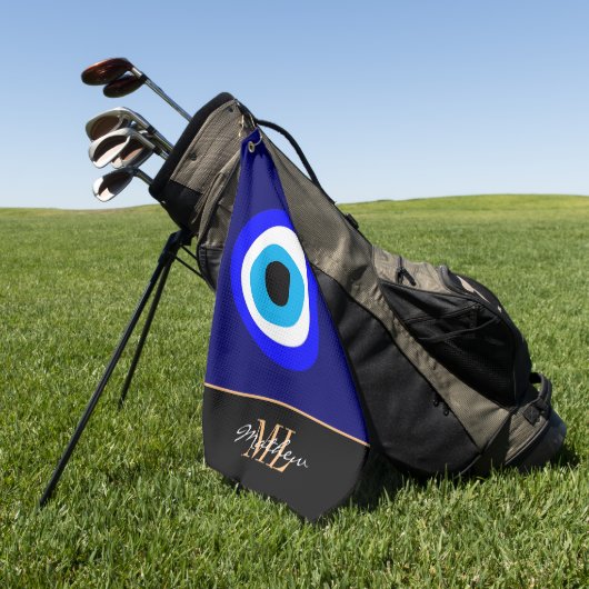 エビル・アイ・タリスマン・アラビア・アミュレット/トルコ語（ギリシャ）  ゴルフタオル (グリーン)