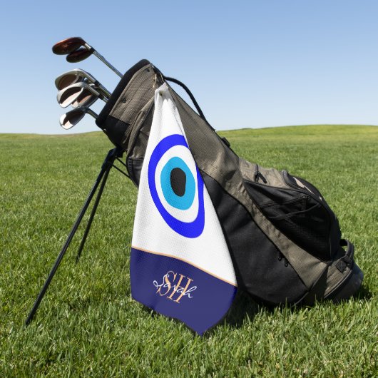 エビル・アイ・タリスマン・アラビア・アミュレット/トルコ語（ギリシャ）  ゴルフタオル (グリーン)