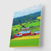 エビーズランディングプレーリーレッドバーンズ時計 スクエア壁時計 (傾斜)