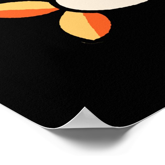 エビ体ロックおもしろいロッカーすしプリン黒BG ポスター (角)