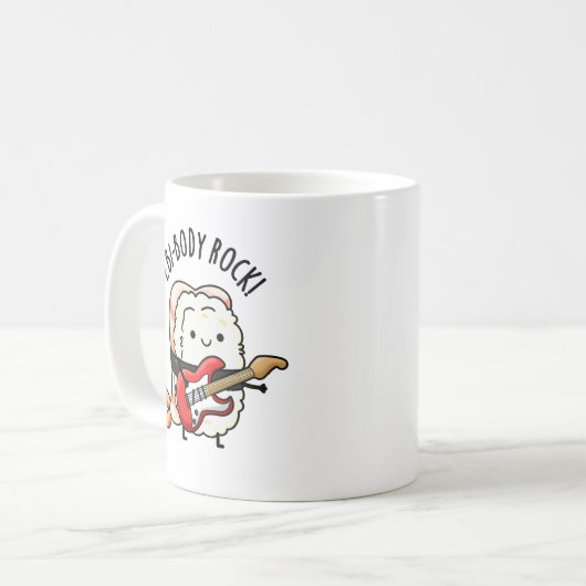 エビ体ロックおもしろいロッカーすしプリン コーヒーマグカップ (正面左)