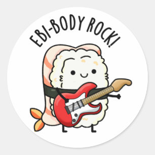 エビ体ロックおもしろいロッカーすしプリン ラウンドシール