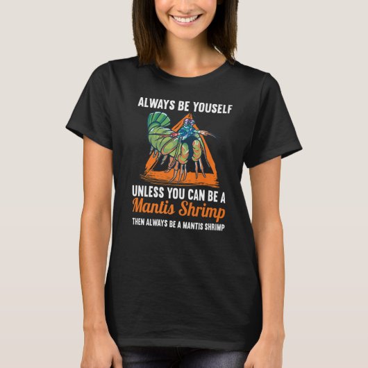 エビ動物保護かわいい孔雀マンティスシャー Tシャツ (正面)
