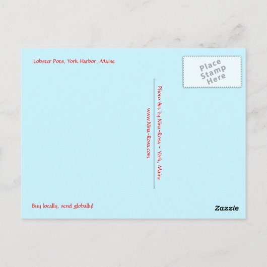 エビ取りかご、ヨーク港、メイン-郵便はがき ポストカード (裏面)