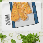 エビ天ぷら漫画イラストレーション キッチンタオル (折り畳み)