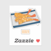 エビ天ぷら漫画イラストレーション シール (シート)