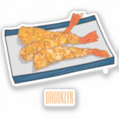 エビ天ぷら漫画イラストレーション シール (正面)