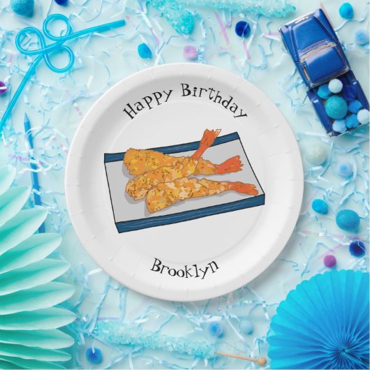 エビ天ぷら漫画イラストレーション ペーパープレート (パーティー)