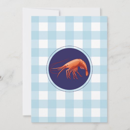 エビ沸騰婚約パーティシーフードネイビーロブスター 招待状 (裏面)