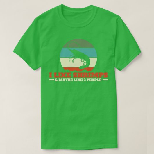 エビ海鮮魚介内向性レトロ Tシャツ (デザイン正面)
