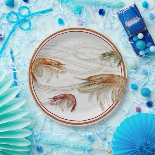 エビ渦巻形のアンテナシーフード紙プレート ペーパープレート (パーティー)