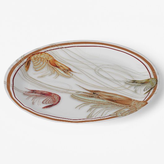 エビ渦巻形のアンテナシーフード紙プレート ペーパープレート (アングル)