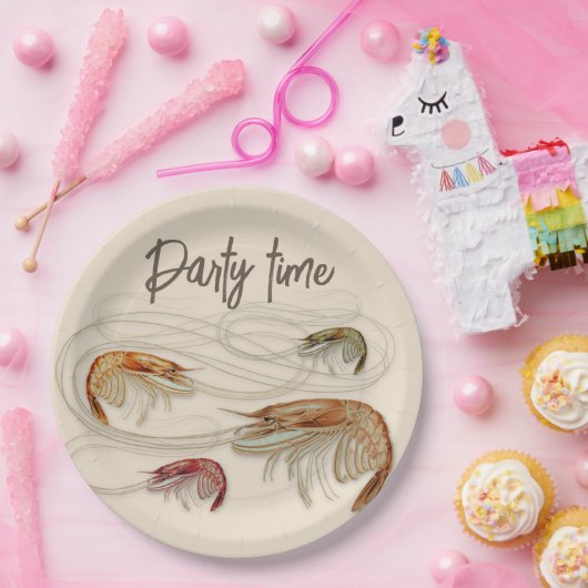 エビ誕生日カスタム文字シーフードパーティー ペーパープレート (パーティー)