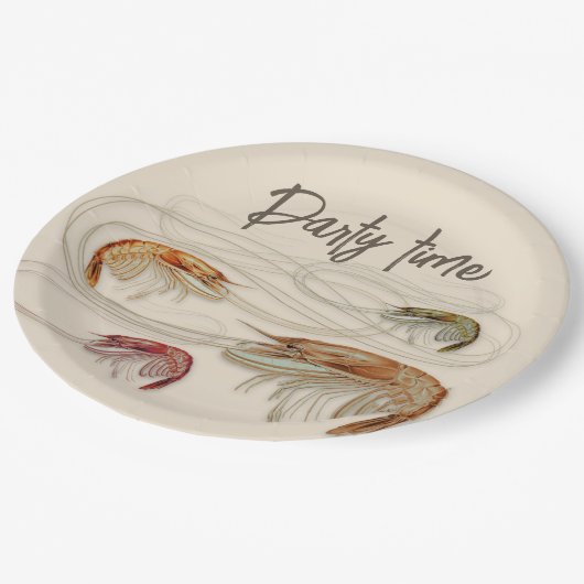 エビ誕生日カスタム文字シーフードパーティー ペーパープレート (アングル)