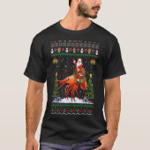 エビ醜いクリスマスギフトサンタ乗馬エビのクリスマ Tシャツ (正面)