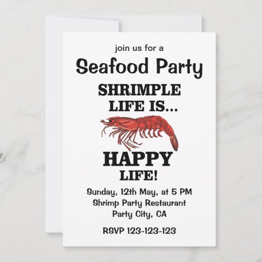 エビ魚の海鮮パーティー 招待状 (正面)