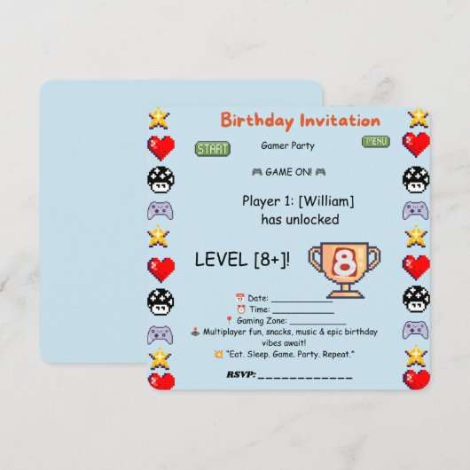 エピックな誕生日バイブス - マルチプレイヤーゲーム招待状 (正面/裏面)