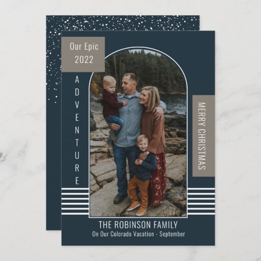 エピックアドベンチャーモダンクリスマスホリディグリーティング シーズンカード (正面/裏面)