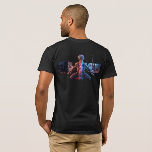 エピックアニメ戦士 - 電撃ファイヤーライトニングバトル Tシャツ (裏面フル)
