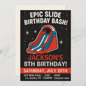 エピックインフレータブルスライド誕生日パーティー招待状 招待状 (正面/裏面)