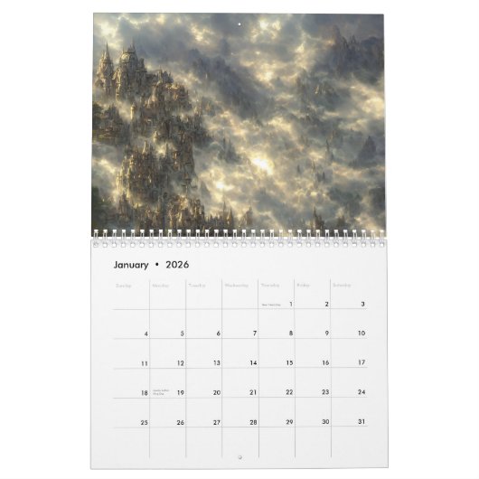 エピックエルディンリング映画の風景サイバパンク カレンダー (1月 2026)