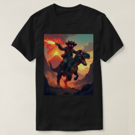 エピックカウボーイキャット+恐竜に乗る | ファンタジーSF Tシャツ