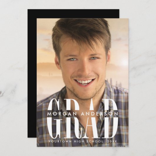 エピックグラード縦型写真卒業パーティー 招待状 (正面/裏面)