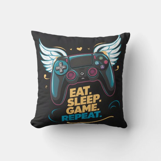 エピックゲームギア。食べ.眠れ。ゲーム。繰り返す。ヴィンゲ クッション (正面)
