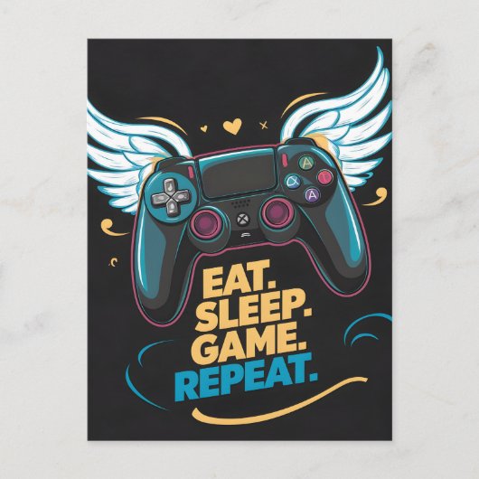 エピックゲームギア。食べ.眠れ。ゲーム。繰り返す。ヴィンゲ ポストカード (正面)