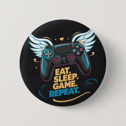 エピックゲームギア。食べ.眠れ。ゲーム。繰り返す。ヴィンゲ 缶バッジ (正面)