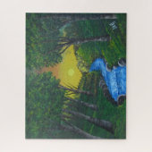 エピックサンセットフォレストストリームユニーク風景 ジグソーパズル (縦)