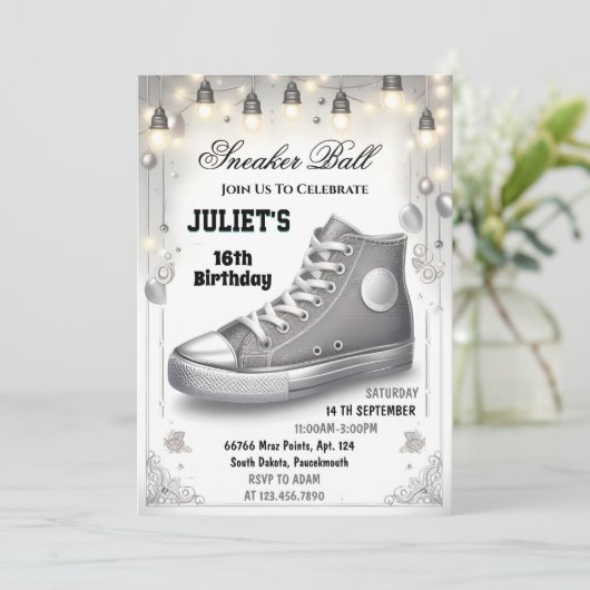 エピックシックシューガールスウィート16スニーカー誕生日 招待状 (スタンド正面)